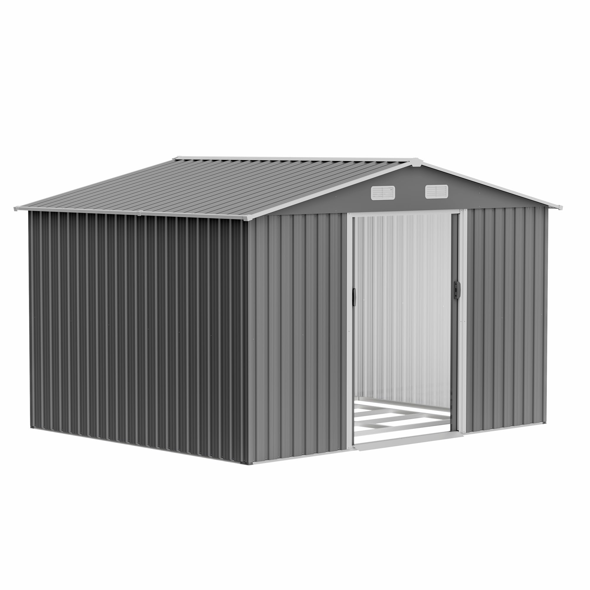 Photo 1 of (incomplete item)(sold for parts) 10x8 FT Sheds & Outdoor Storage Garden Metal Shed with Floor Included Lockable Sliding Door and Air Vents Foundation Steel Shed 
