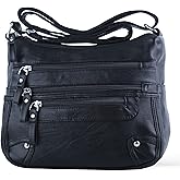 ELDA 10 Pockets Crossbody Purses for Women Medium Pocketbooks Lightweight Ladies Satchel Bag Multi Pocket Shoulder Handbag