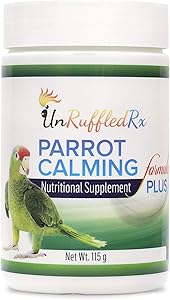 UnRuffledRx Parrot Calming Supplement - Bird Supplements for Stress Relief - L-Theanine and GABA Calm Avian Formula for Conure, Cockatoo, and Parrotlet to Reduce Feather Plucking - 194 Doses