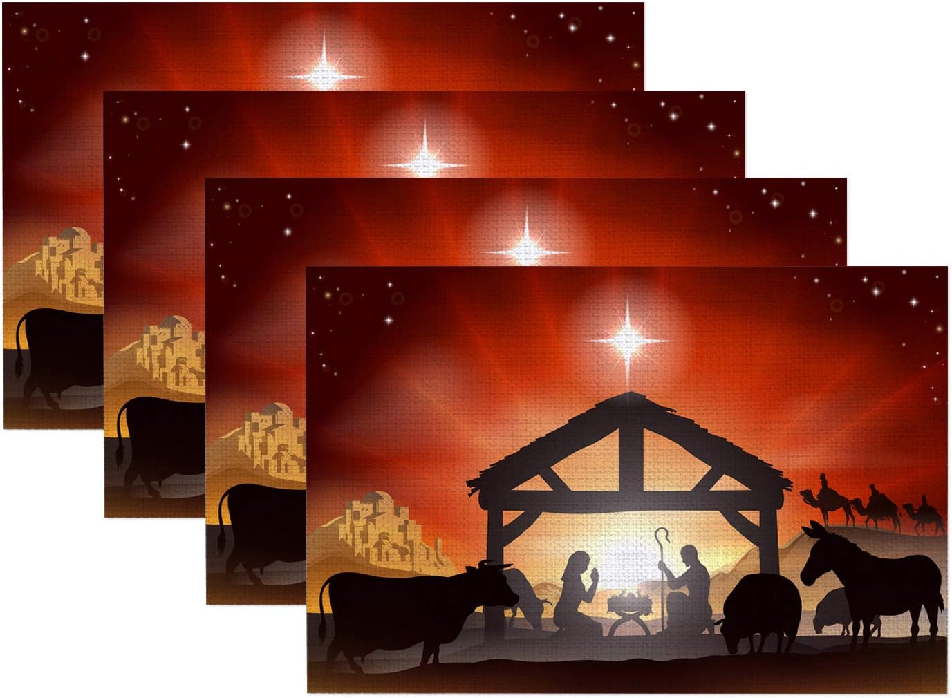 Batmerry Christmas Farm Placemats, Christian Christmas