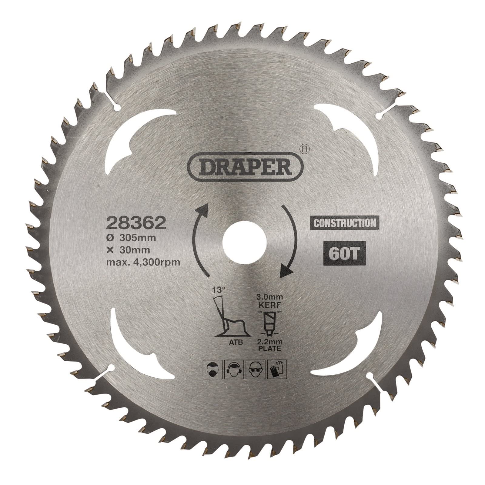 Draper 28362 TCT Construction Circular Saw Blade, 305 x 30mm, 60T