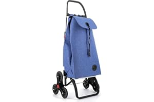 ROLSER I-Max Tweed 6 Wheel Stair Climber Foldable Shopping Trolley - Blue