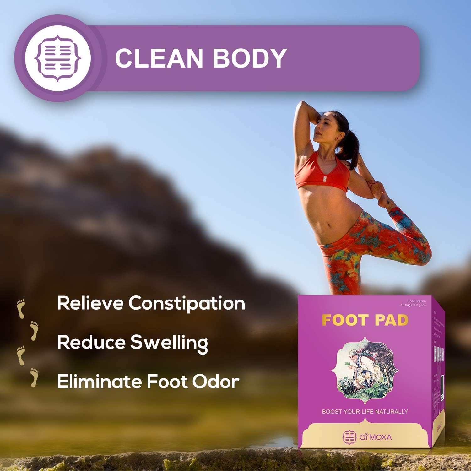 Qimoxa Detox Foot Pads-Unique Foot Pad to Improve Vital Energy-Free 50 Page Copyright Ebook of Our Detox Patch and More Ebooks for Chinese Healing Art-Take Care You From Feet to Body: Health & Personal Care