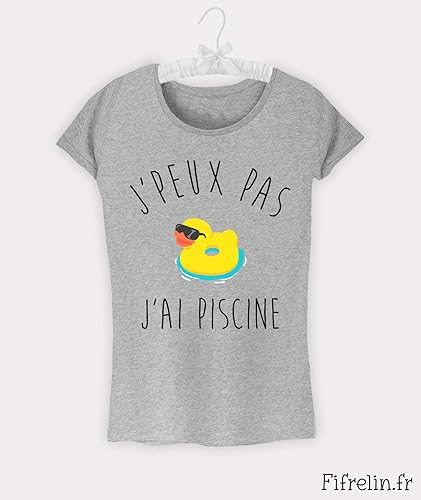 T Shirt Femme Gris J Peux Pas J Ai Piscine Fun Drole Humour Evjf Anniversaire Amazon Fr Handmade
