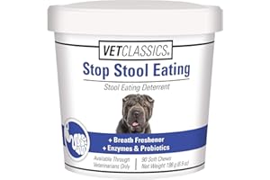 Vet Classics Stop Stool Eating Pet Health Supplement for Dogs – Dog Breath Freshener – Stops Dogs from Eating Stool – Enzymes, Probiotics – 90 Soft Chews