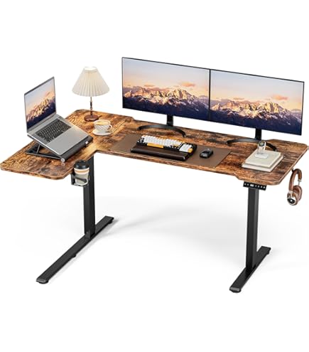 Mr IRONSTONE L Shaped Electric Standing Desk, 47 Inch Height Adjustable Desk With 3