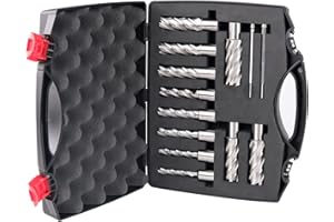 US Stock ZAC Annular Cutter Set 13 PCS, 2"Cutting Depth, 3/4" Weldon Shank, 2 Pilot Pins, 7/16 to 1-1/16 inch Diameter Annula