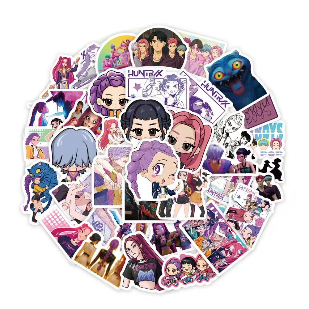 Demon Movie Hunters Stickers,74PCS Korean Idol Anime Style Stickers for Water Bottles,Waterproof Vinyl Decal for Teen Girl Adult Laptop Skateboard Phone Case Guitar Travel Case Bike Notebook