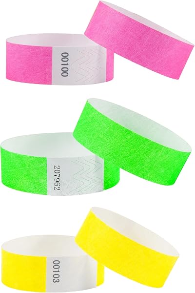 L LIKED 500 Pack Wristbands Fluorescent Green Tyvek Paper Like 19mm x 250mm
