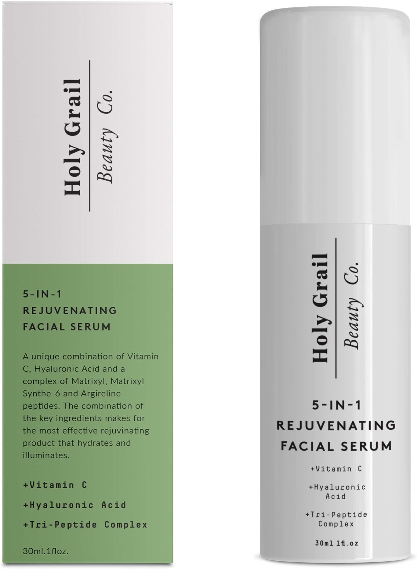 Vitamin C Facial Serum with Hyaluronic Acid & Peptide Complex - Reduce Wrinkles, Fine Lines & Remove Dark Spots. All In One Anti Ageing Moisturiser Wrinkle Cream by Holy Grail Beauty