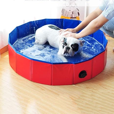Amazon Co Jp 折り畳み式のペット犬のプール 折り畳み式の大型犬プールペット犬猫緊縛バスプール犬 猫と子供のための大きなお風呂浴槽 子犬お風呂緊縛プールボール水池 赤 M ホーム キッチン