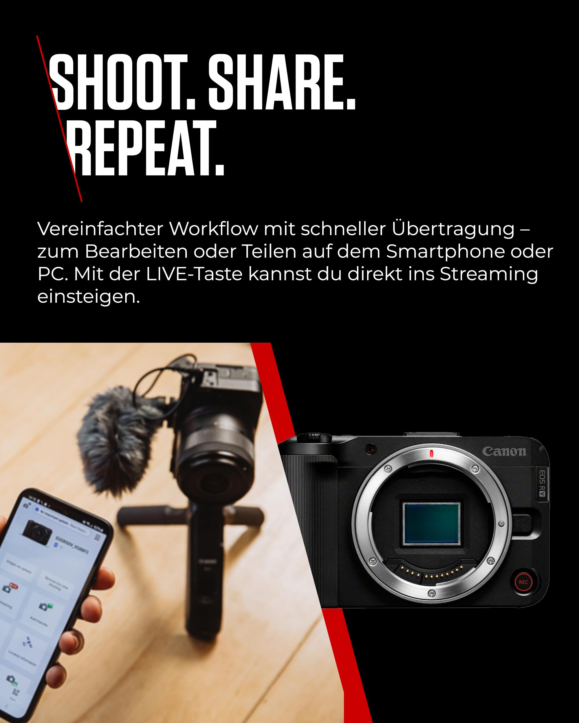 Canon EOS R50 V– Vlog-Kamera (Gehäuse) kompatibel RF-Objektiven | Content Creator Equipment für Vlogging & Reisen | Bluetooth-fähig 7