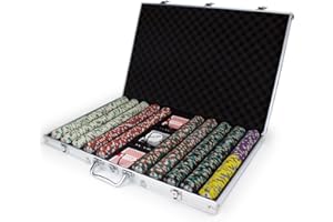 CLAYSMITH GAMING Brybelly Showdown Poker Chips Set - 1000 Heavyweight (13.5-Gram) Clay Composite Chips, 10 Acrylic Trays, and Clear Carrying Case - Professional Casino Supplies, Kits, Holders, & Storage Container