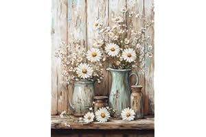 WUSARPLY Rustic Daisy Stamped Cross Stitch Kits - Flowers Counted Cross Stitch Kits for Beginners Adults Needlepoint Cross-Stitch Patterns Dimensions Needlecrafts Embroidery Kits Arts and Crafts