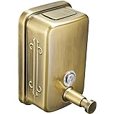 Wall Mounted Soap Dispenser for Bathroom Commercial Wall Liquid Dispenser Stainless Steel Hand Sanitizer Dispenser for Kitchen Garage Office Hotels Restaurants or Home Use 500ml (Brush Gold)