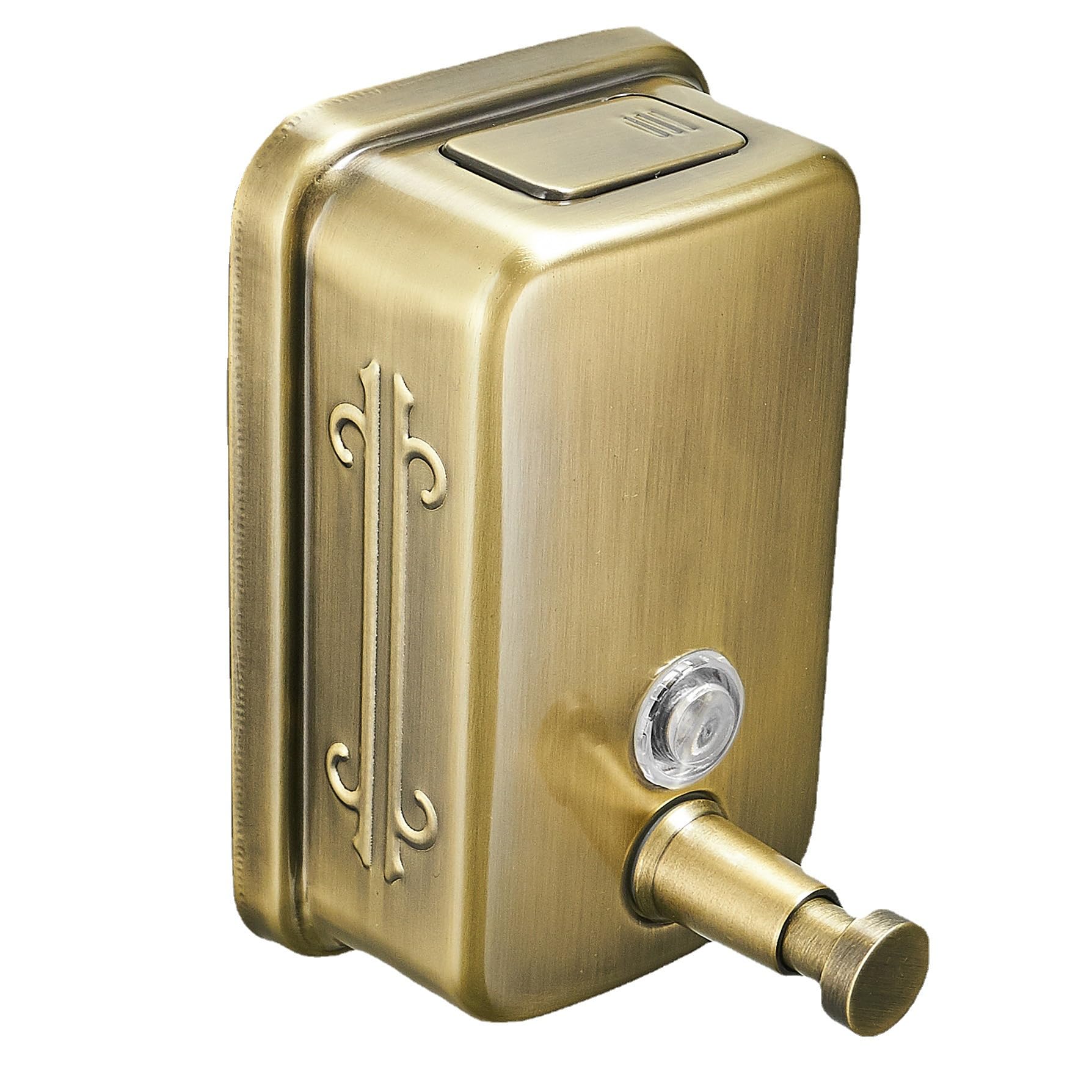 Wall Mounted Soap Dispenser for Bathroom Commercial Wall Liquid Dispenser Stainless Steel Hand Sanitizer Dispenser for Kitchen Garage Office Hotels Restaurants or Home Use 500ml (Brush Gold)