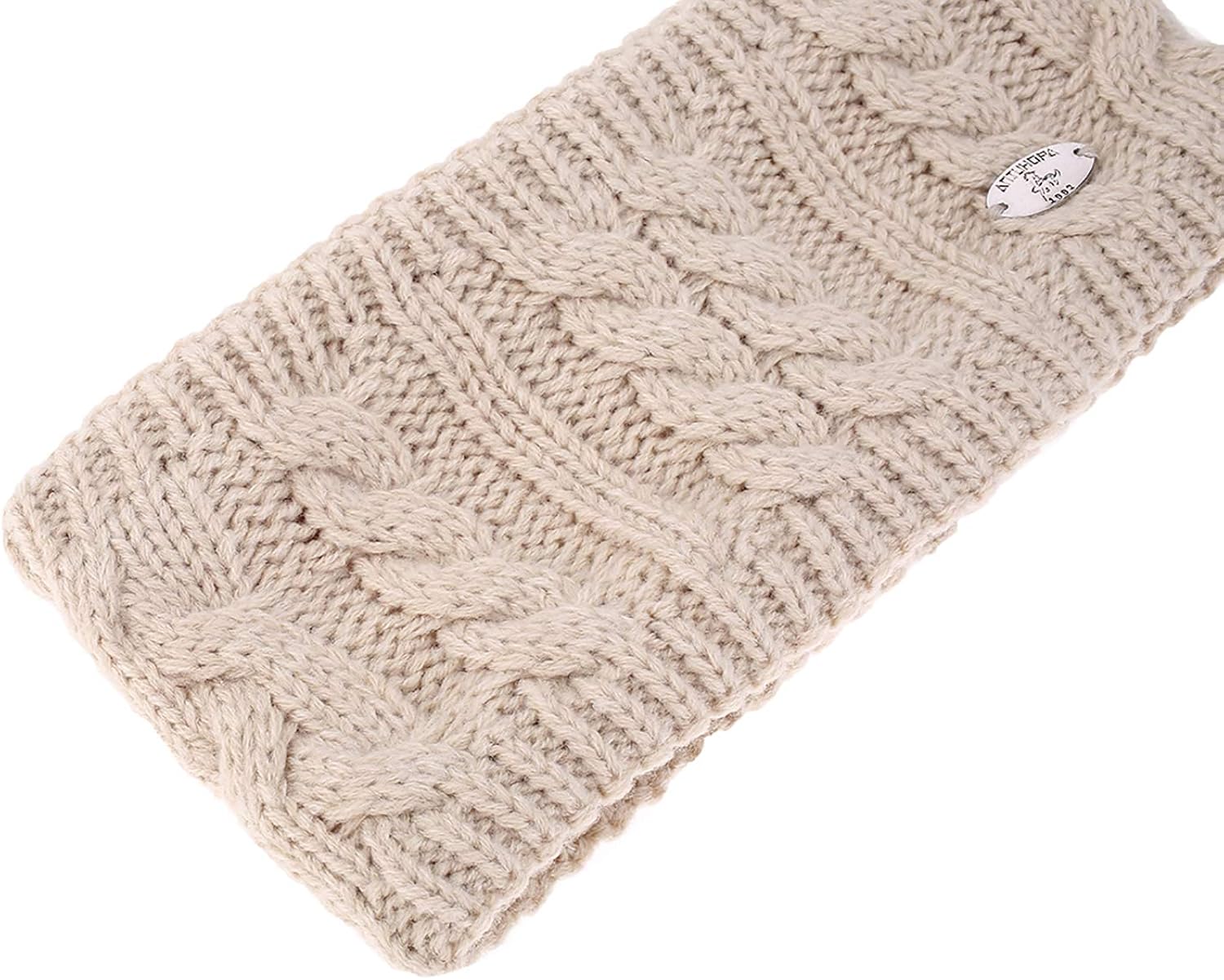 AnJuHoPa Women Headband Knitted Ear Warmer for Women Teens Winter Headband Beige, 1 Beige(common Thickness) - Image 3
