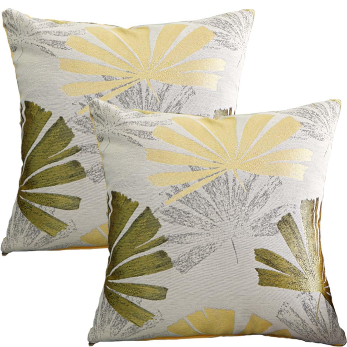 Tennove Cushion Covers 50x50cm Decorative Throw Pillow Covers Set of 2 Tropic Leaf Square Soft Cushion Cases Home Decor Pillowcases for Bedroom Couch Sofa, Yellow — image 1
