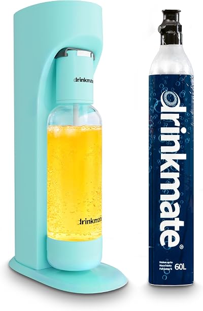 DrinkMate OmniFizz Sparkling Beverage Maker Arctic Blue 1L Bottle 60L CO2