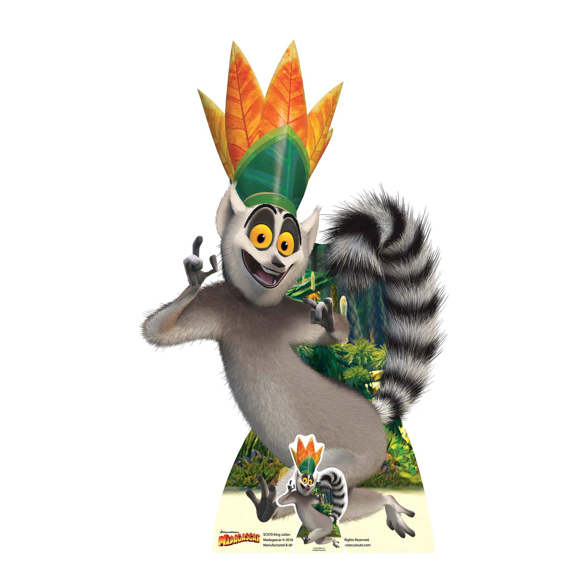 Star Cutouts SC970 King Julien Cartoon Animated Ring Tailed Lemur with Eyes Cut-out, Grey/Yellow