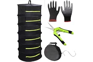 maexsktao Herb Drying Rack 2ft of 6-Layer Plant Hanging Rack Dry Net Can Dry Plants, Herbal, Hanging Drying net and Garden Scissors and Garden Gloves