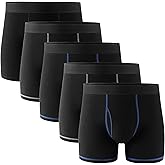 POPKOK Mens Big and Tall Underwear Cotton Boxer Briefs with Fly 5 Pack