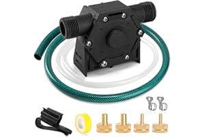 FIDISP Hand Drill Pump 11Pcs, 750 GPH Drill Pump for Water with Water Hose, Oil Hose and Adapter, Self-priming Drill Transfer Pump for Water, Gasoline, Electric Drill Pump for Garden, Rain Barrels