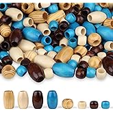 LAIDANLA 135PCS Wooden Beads 4 Colors Large Hole Loose Spacer Beads Natural Wood Hair Bead for Macrame Making Bracelet Necklace Hair DIY Craft Handmade Decor