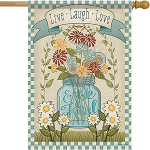Carson Home Accents FlagTrends 48787 Mason Jar Floral Classic Outdoor Large Garden Flag, Friends Forever