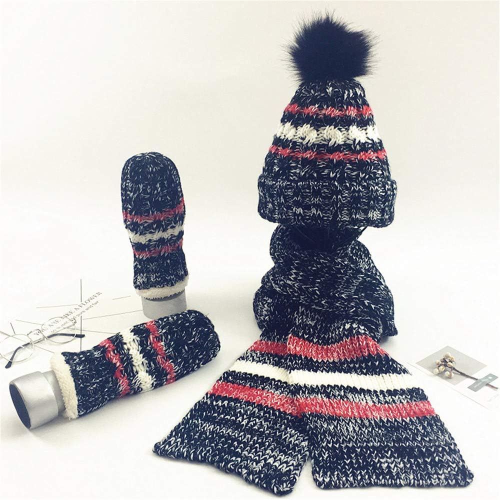 Ladies Knitting Crochet 3 Pcs Set Beanie Hat Scarf Gloves Women Sets Winter Gift