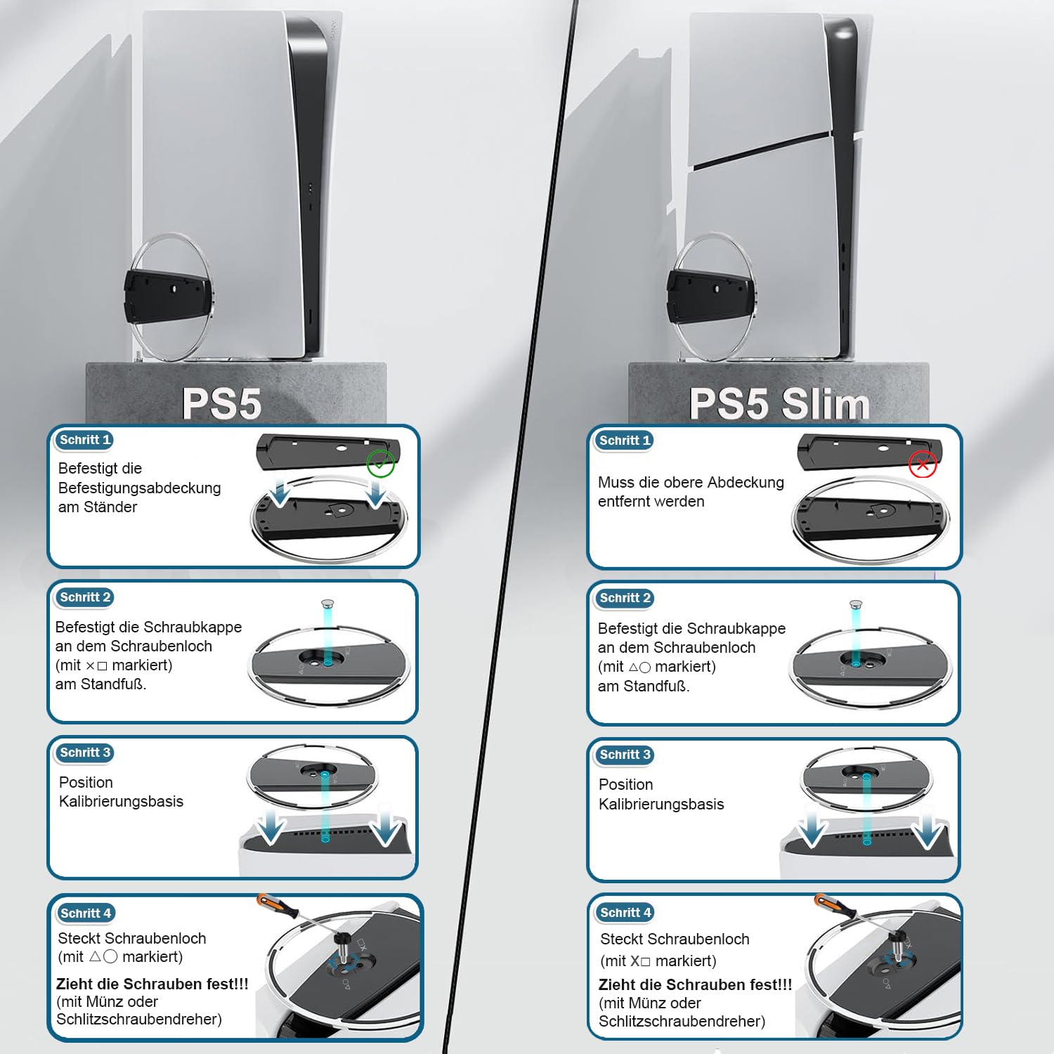 BYZANDQI Vertikaler Standfuß für PS5 / PS5 Pro / PS5 Slim Konsole 5