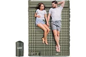 Elegear Double Sleeping Pad for Camping, 4" Ultra-Thick Self Inflating Camping Pad 2 Person with Pillow Built-in Foot Pump Camping Sleeping Mat for Backpacking, Hiking, Portable Camping Pad