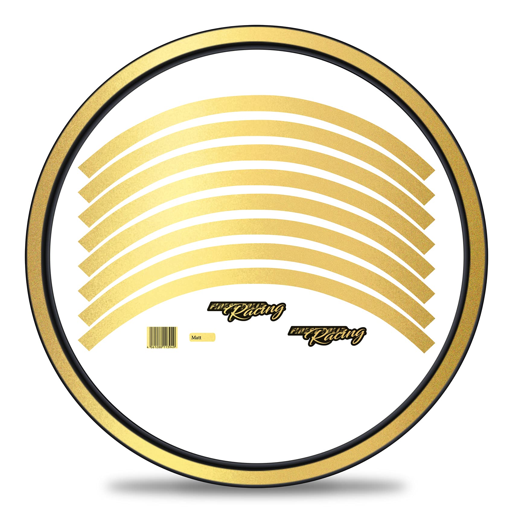 Finest Folia Set of 16 Wheel Rim Stickers for Bicycle Rims in Classic Design Complete Set for 27 Inch 29 Inch for Ebike Road Bike Mountain Bike MTB Balance Bike (Gold Metallic, Matte)