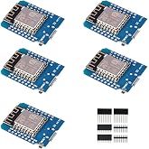 5pcs ESP8266 ESP-12 ESP-12F NodeMcu Mini D1 Module WeMos Lua 4M Bytes | WLAN WiFi Internet Development Board Base on ESP8266 ESP-12F for Arduino,Compatible with WeMos D1 Mini