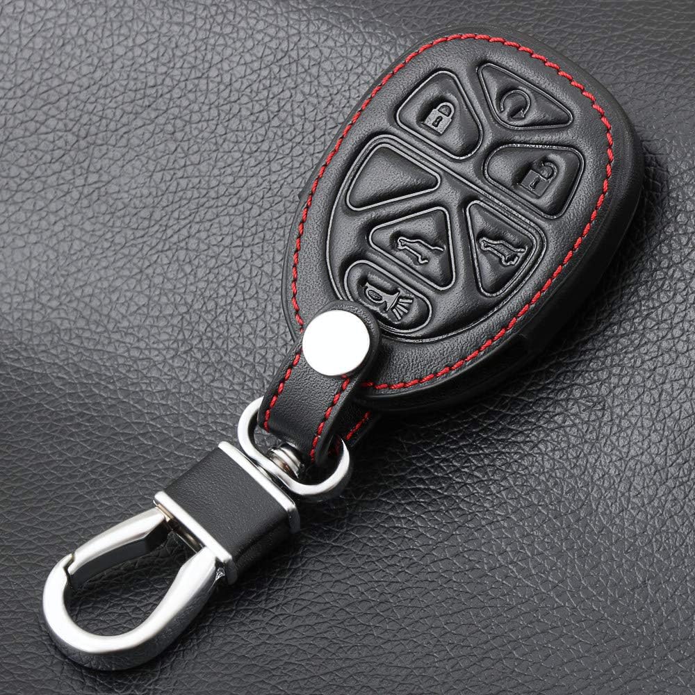 BYSDSG 6 Buttons Leather Car Key Case Keychain for GMC Yukon Chevrolet Suburban Tahoe Smart Remote Fob Shell Cover Car Styling