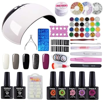 Coscelia UV Gel Nagellacken Set 24W UV/LED Lampe Starterset Gellack Nagelset für Gelmodellage UV Farbgel Nagelgel Set Weihnac