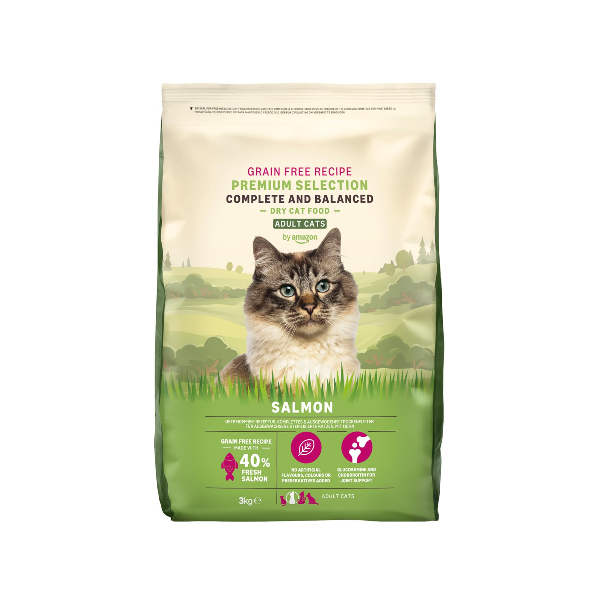 by Amazon Dry Cat Food for Adult Cats, Grainfree Recipe with Fresh Salmon, 1 Pack of 3kg (Previously a Lifelong brand, same product)