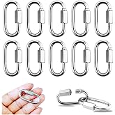 YETOOME 10 Pack 304 Stainless Steel M3.5 Chain Link, 1/8 Inch D Shape Locking Quick Chain Repair Links Pets Keychain for Outdoor Traveling Equipment