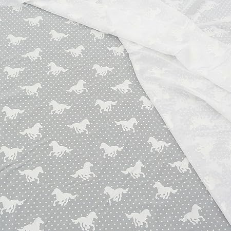 Voile Fabric Curtains In White With Horse Silver 2 8 M Amazon Co