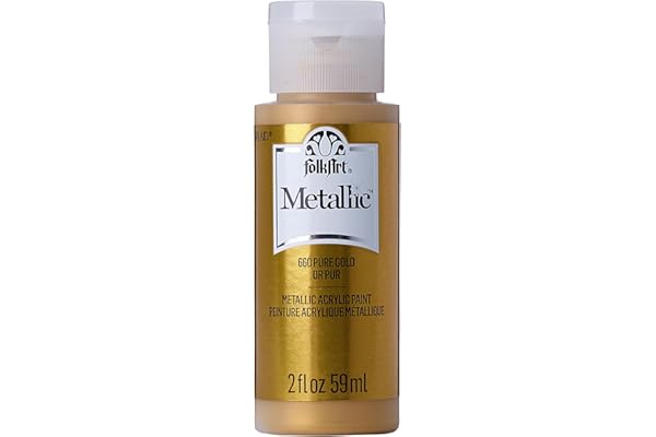 FolkArt Acrylic Metallic Paint, Non Toxic, 2 Fl Oz (Pack of 1), Pure Gold