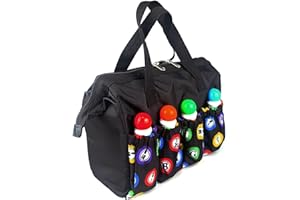 TCOINERY Bingo Dauber Bags with 8 Pockets Large Capacity Bingo Tote Bag/Travel Carrying Case with Zipper/Makeup Bag/Casino Game Lovers Gift for Women(Black)