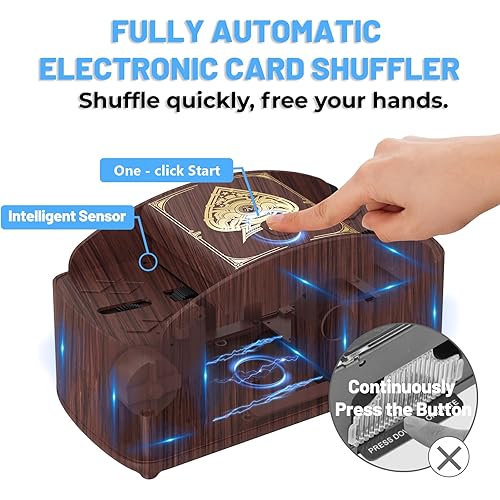 Automatic Card Shuffler Machine - Rechargeable 2000mAh, Fits 1-2 Decks, Super Fast & Quiet For Poker, UNO
