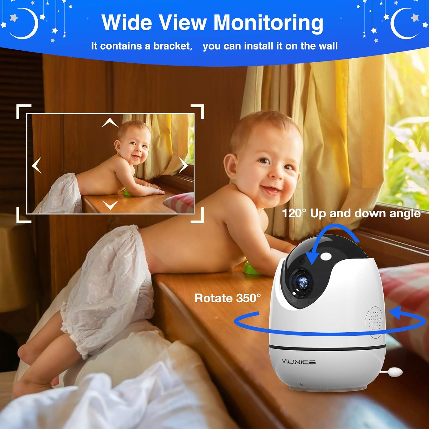 Baby monitor with camera and audio, VILINICE Video Baby Monitor with 720P HD Large 5.5" Display, Auto Night Vision,Two-Way Talk, Temperature Monitor, VOX Mode, and Long Battery Life: Baby