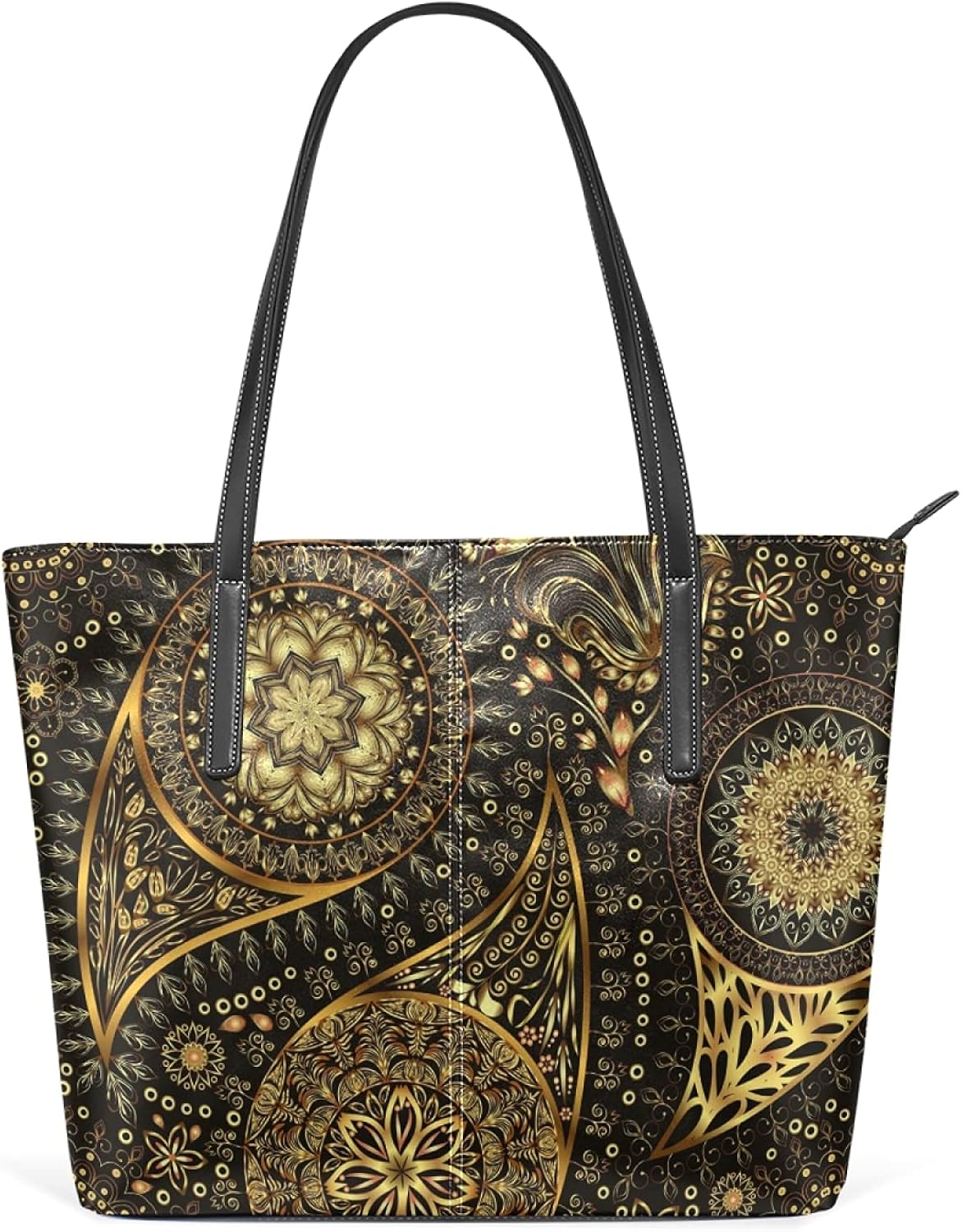 Leather Tote Bag for Women with Zipper Handbags Shoulder