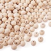 Craftdady 200pcs Large Hole Unfinished Wood Beads 14mm Round Rondelle Wooden Spacer Bead for Garland Macrame Wood Loose Beads for Bracelet Necklace Jewelry Making DIY Crafts