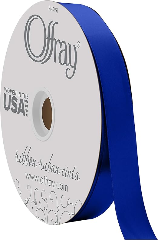 Berwick Offray 7/8" Wide Double Face Satin Ribbon, Royal