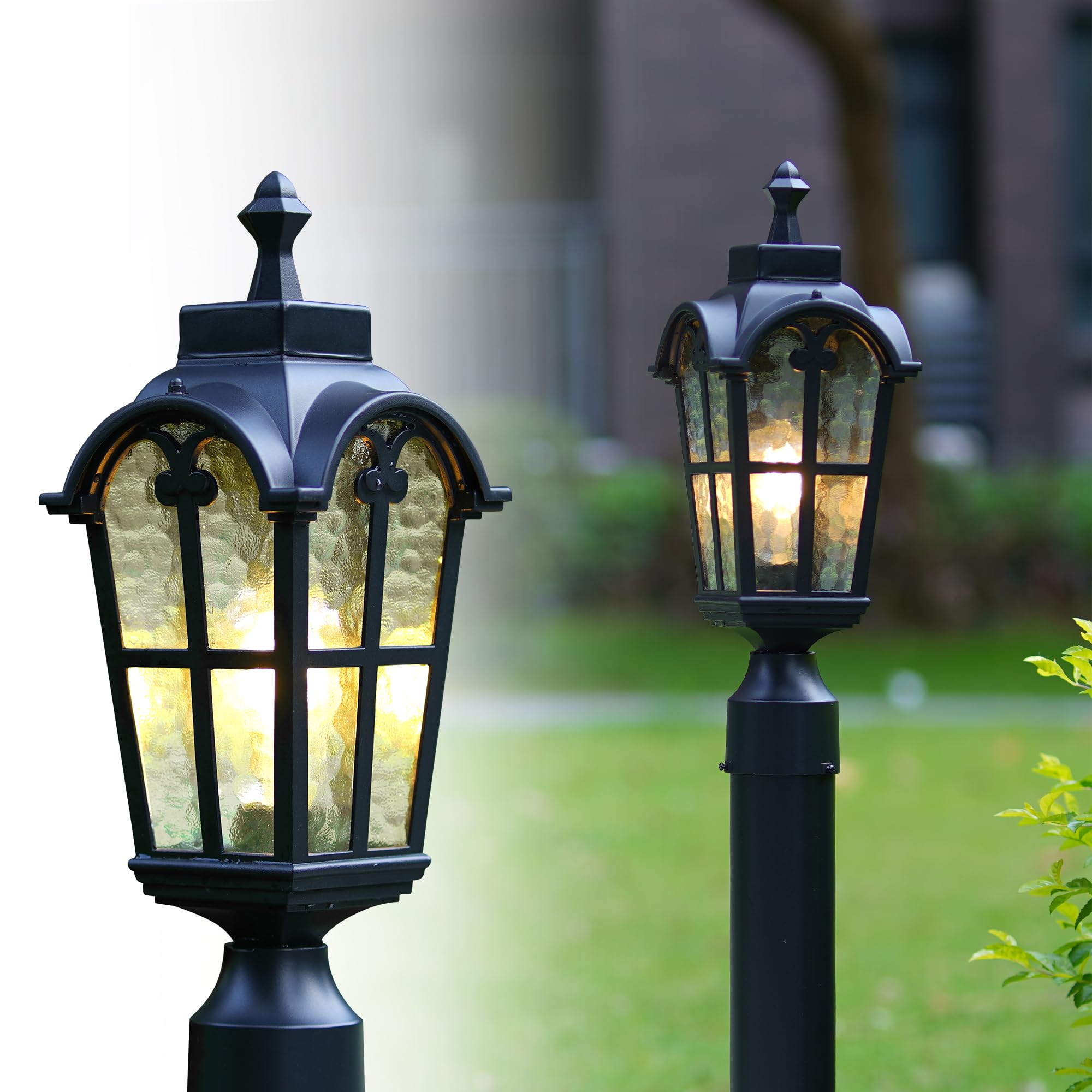 Photo 1 of **SMALLER IN PERSON **** Kainozoic Outdoor Post Lights Fixture Anti-Rust Lamp Post Light Fixture Waterproof Exterior Pole Light Outside Pole Lighting for Yard Pathway Driveway Fence