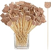 200 Pcs Bamboo Cocktail Picks 4.7 Inch Bear Face Cocktail Sticks Food Picks Garnish Sticks Decorative Toothpicks for Appetize