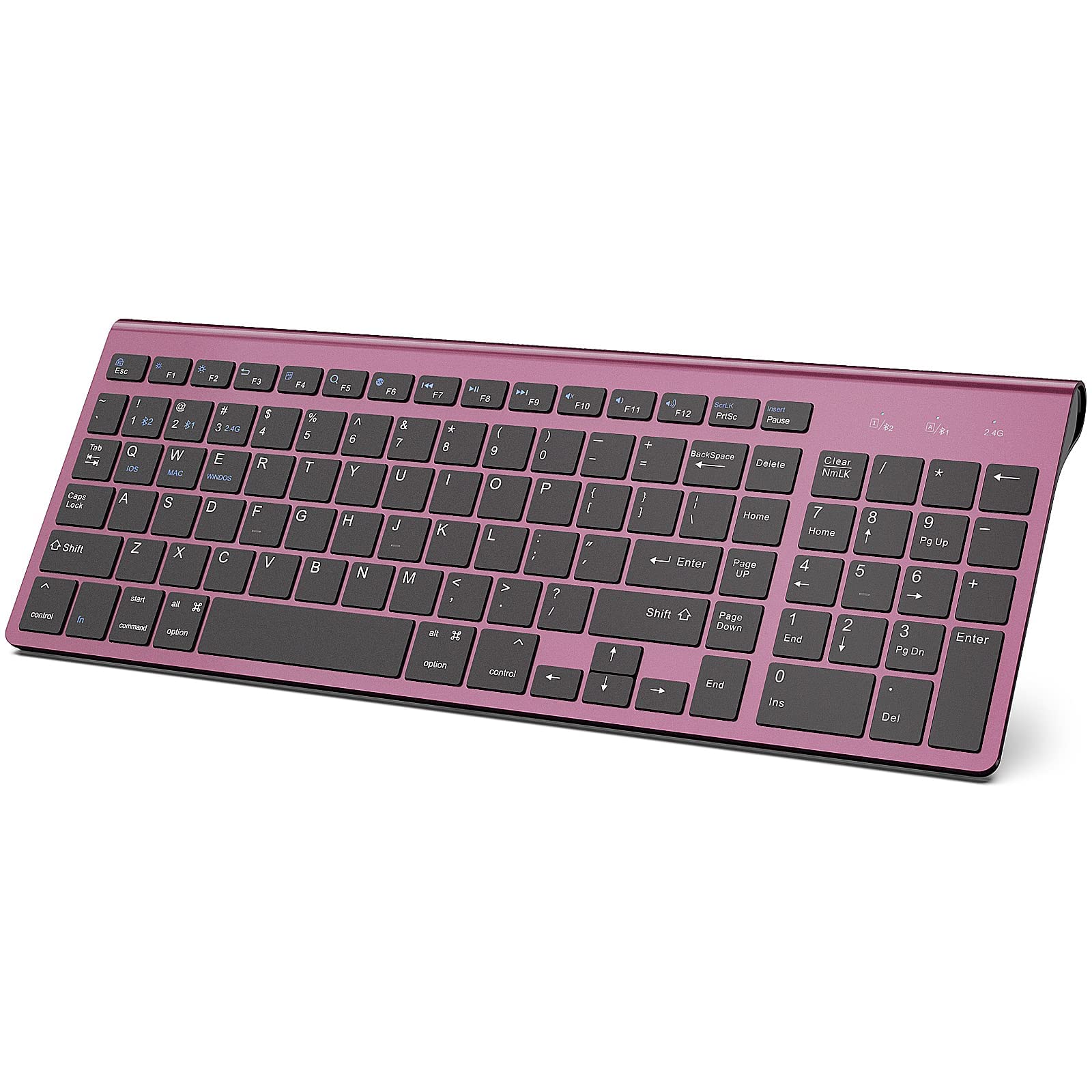JOYACCESS Bluetooth Keyboard,Multi-Device (2.4G+BT3.0+BT5.0) Wireless Bluetooth Keyboard Compatible with iMac/Mac,MacBook,Laptop,Android,Windows-Wine Red