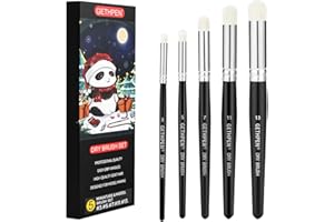 GETHPEN Dry Brush Miniature Painting Drybrush Set - 5 Sizes Hobby Detail Paint Brush Set for Acrylic/Oil/Watercolor Brushes for Beginners & Pros